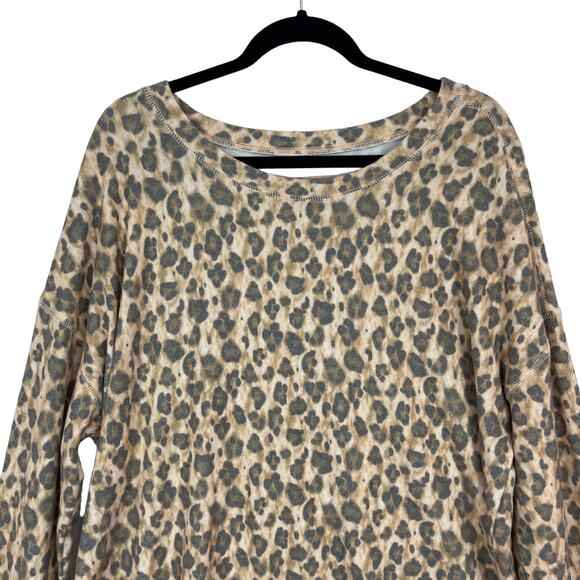 Chaser Womens 2X Animal Print Tunic Sweatshirt SOFT Crewneck Jaguar Leopard - Picture 2 of 7